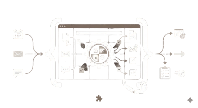 Illustration : flux automatisé entre outils et tableaux de bord